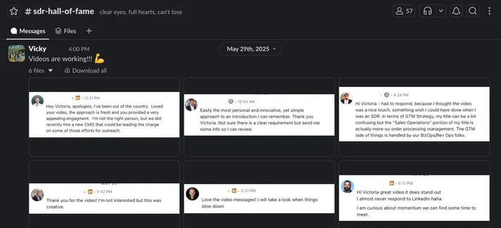 Example Outera update shared in a client Slack channel